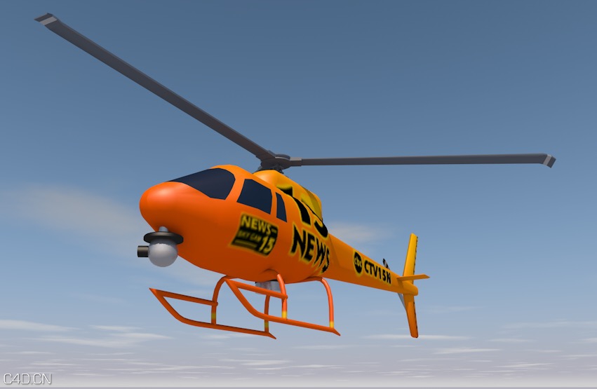 新闻直升机简模C4D模型 News Helicopter