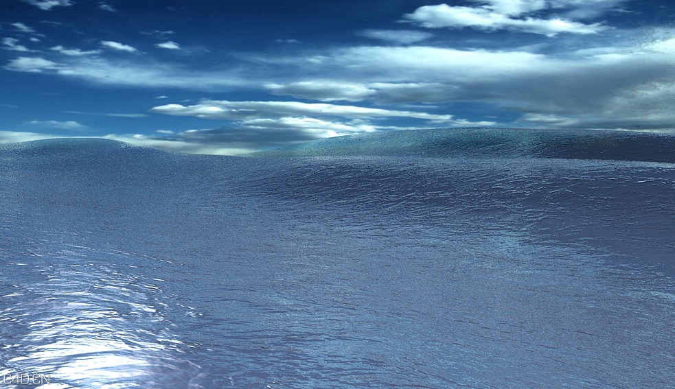 波浪翻滚的海面C4D工程文件 The rolling waves of the sea