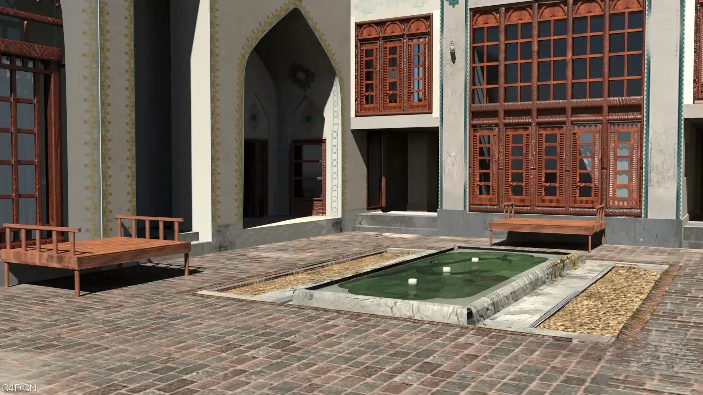 国外旧房子小院C4D模型 Old house abroad