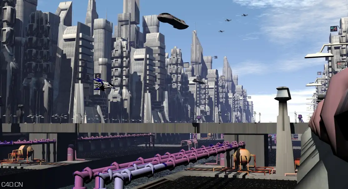 未来城市 科幻城市C4D模型 Center City Sci-Fi