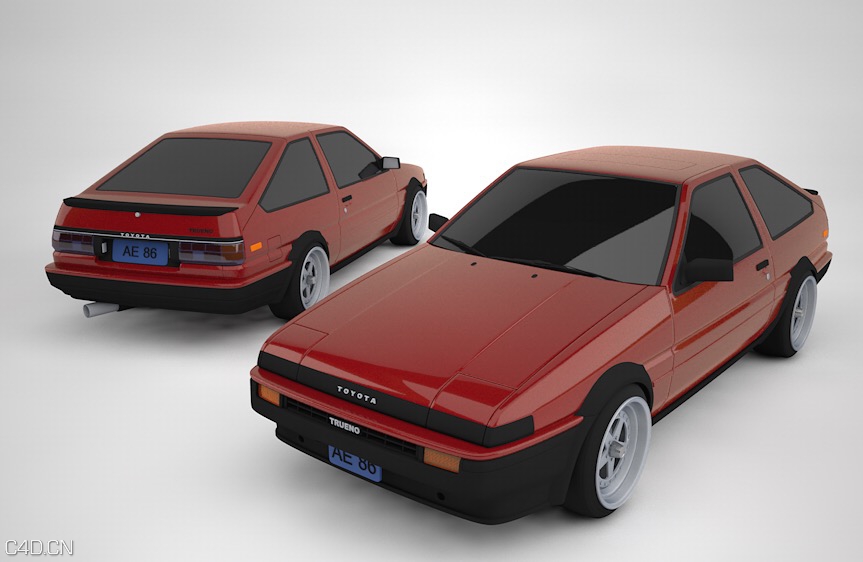 丰田红色老式小轿车C4D模型 Toyota AE86 - C4D之家 - cinema4d_ 2016-02-03 14.16.13.jpg