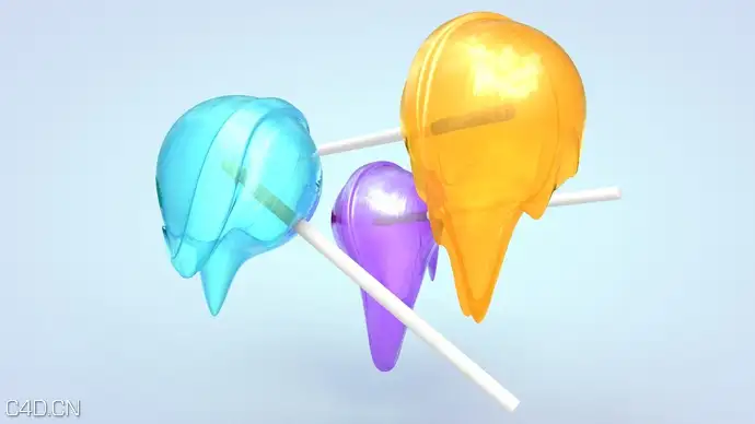 C4D使用抖动变形器制作融化的棒棒糖教程