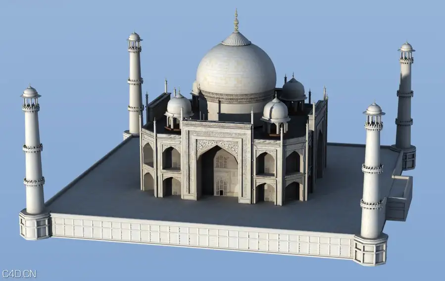 印度知名古建筑泰姬陵C4D模型 Taj Mahal 3d model