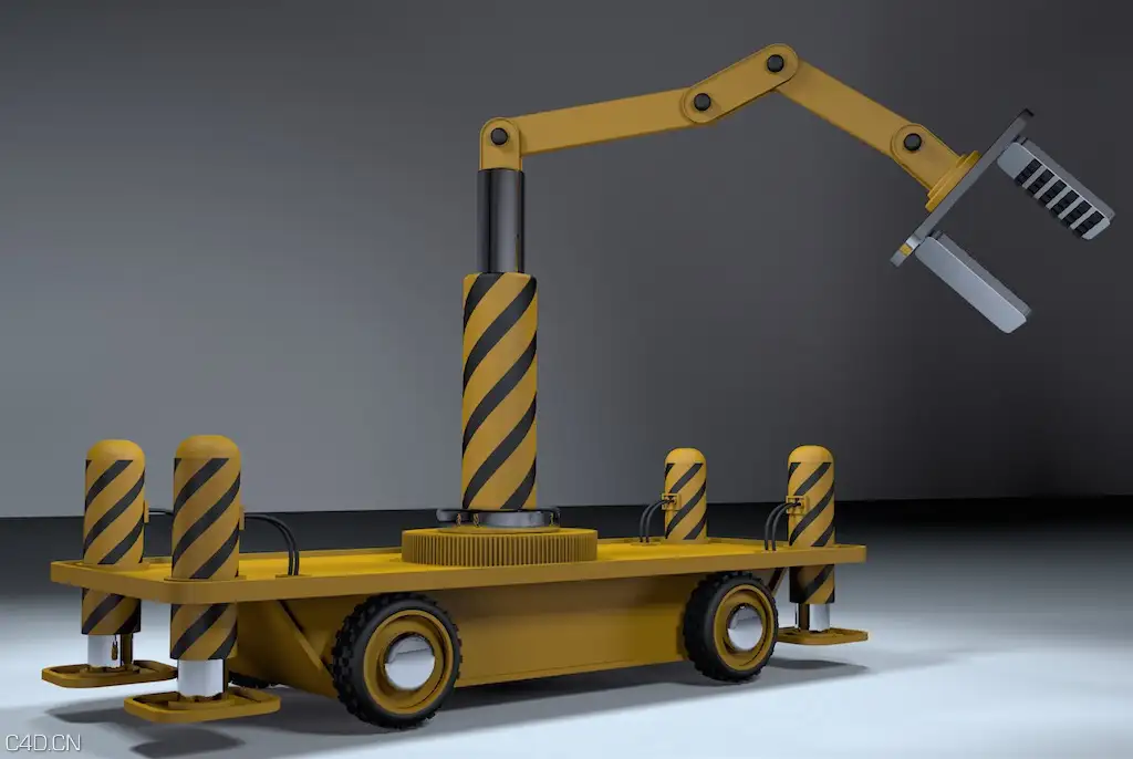 实用自动化液压机器人C4D模型（含动画绑定） Utility robot 3d model