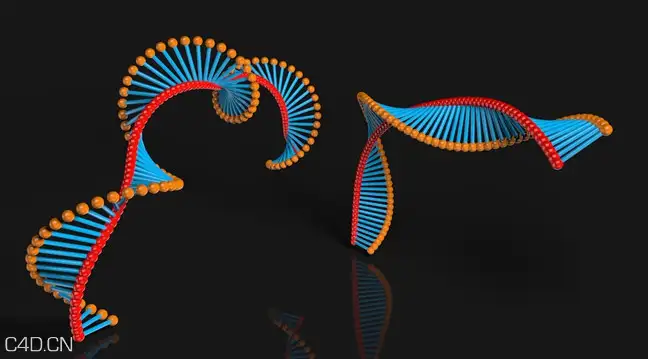C4D XP绑定预设：DNA双螺旋链 C4D Xpresso Rig: DNA Helix Strand