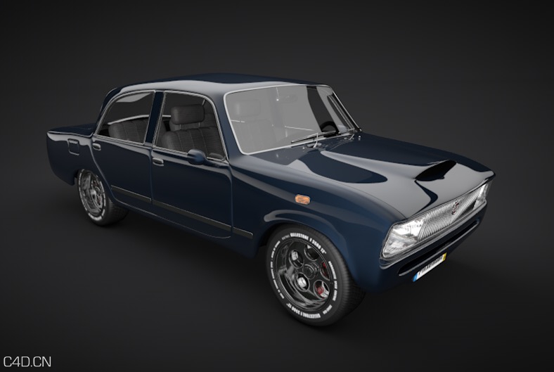 老式菲亚特（FIAT）轿车C4D模型Classic Car C4D 3D Model