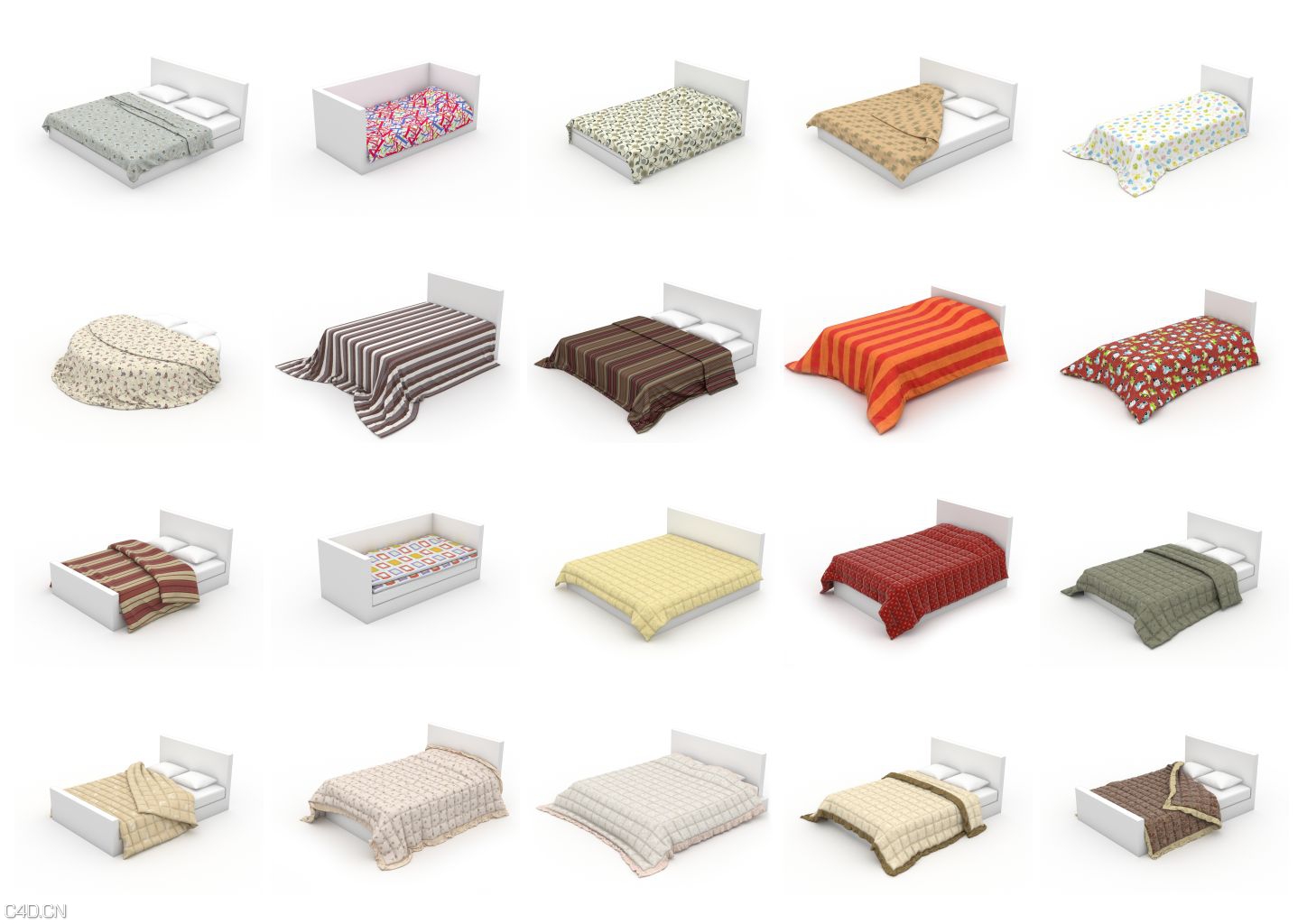 110个床被子靠枕枕头3D模型 HQ Details Vol.4 Blankets Pillows - C4D之家 - hq_details_vol_4_Contact-Sheet-1.jpg