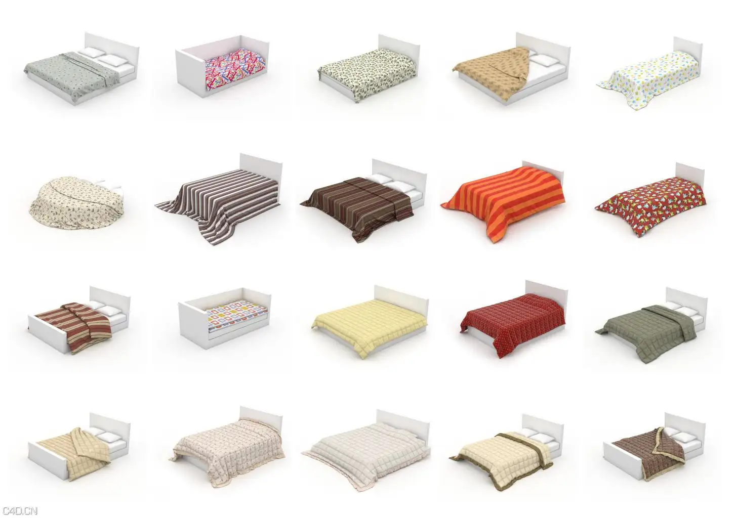 110个床被子靠枕枕头3D模型 HQ Details Vol.4 Blankets Pillows - C4D之家 - hq_details_vol_4_Contact-Sheet-1.jpg
