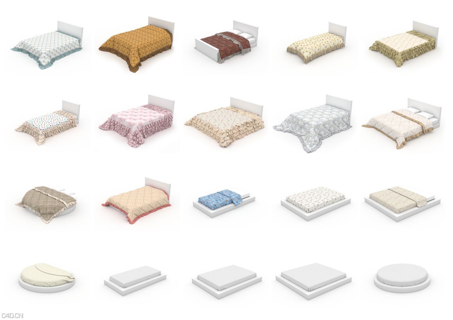 110个床被子靠枕枕头3D模型 HQ Details Vol.4 Blankets Pillows - C4D之家 - hq_details_vol_4_Contact-Sheet-2.jpg