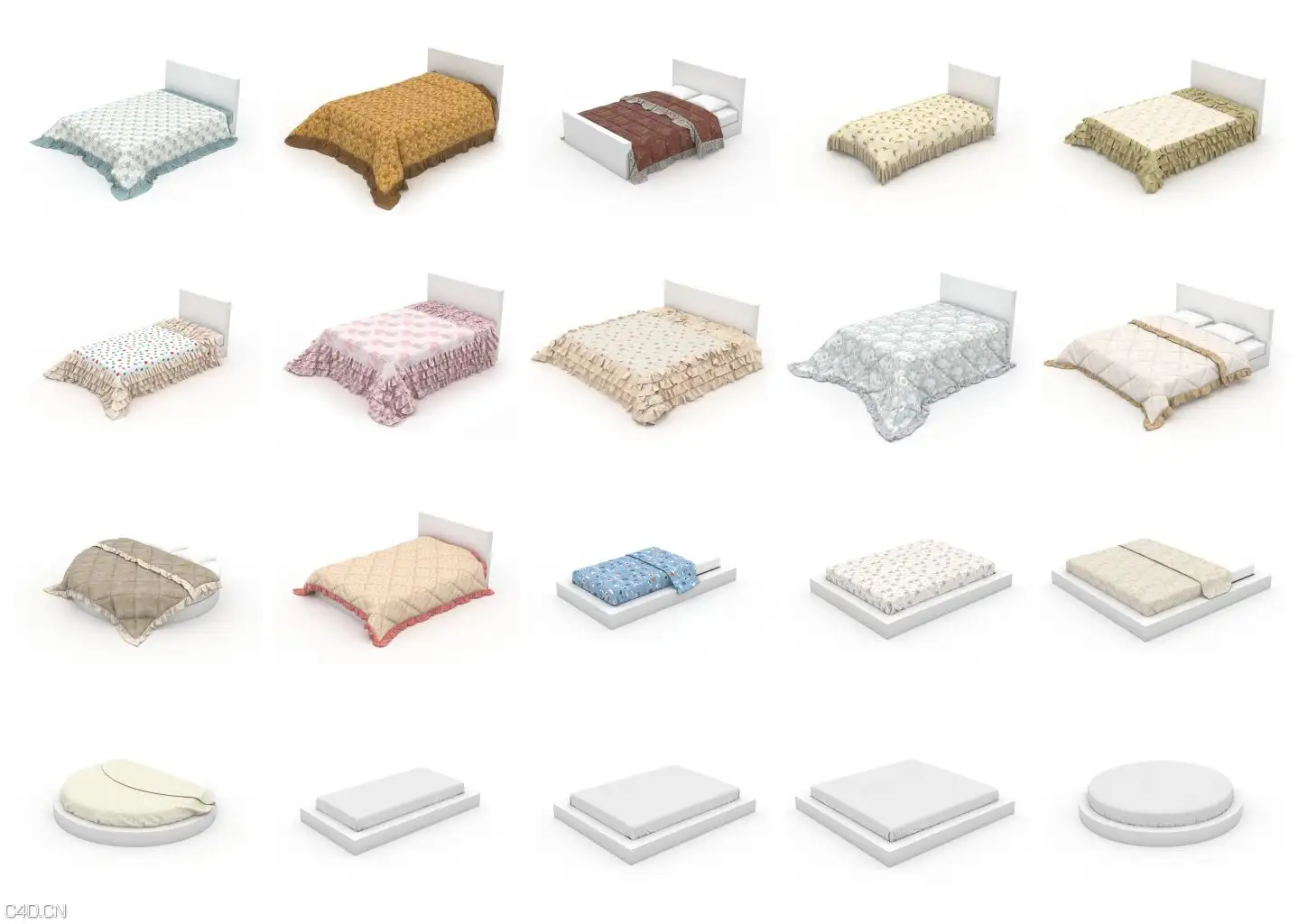110个床被子靠枕枕头3D模型 HQ Details Vol.4 Blankets Pillows - C4D之家 - hq_details_vol_4_Contact-Sheet-2.jpg