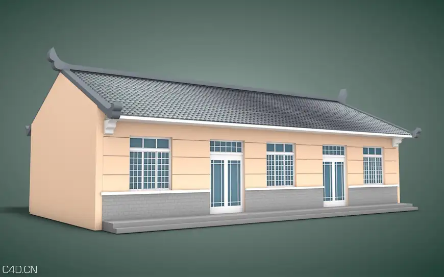 平房、瓦房、居民房屋C4D模型 Cottage 3D model