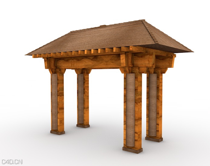 庭院木头门 木质门廊 木门C4D模型 Courtyard wooden door 3D model - C4D之家 - cinema4d_ 2016-03-14 18.50.53.jpg