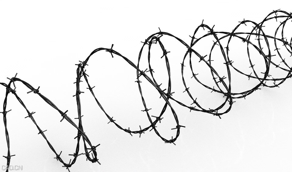 军事隔离铁丝网C4D模型 wire mesh 3D model