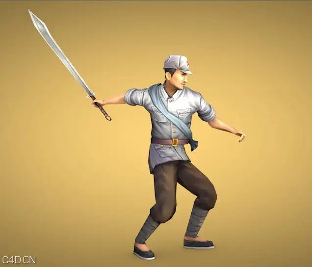 八路军战士C4D模型（带绑定动画） - C4D之家 - cinema4d_ 2016-03-19 01.53.31.jpg