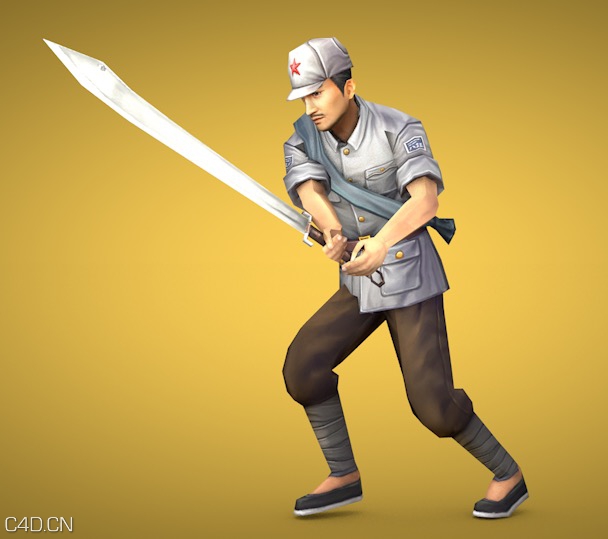 八路军手拿大刀跳起来砍向敌人C4D动画模型（含绑定/动画） - C4D之家 - cinema4d_ 2016-03-19 02.24.55.jpg