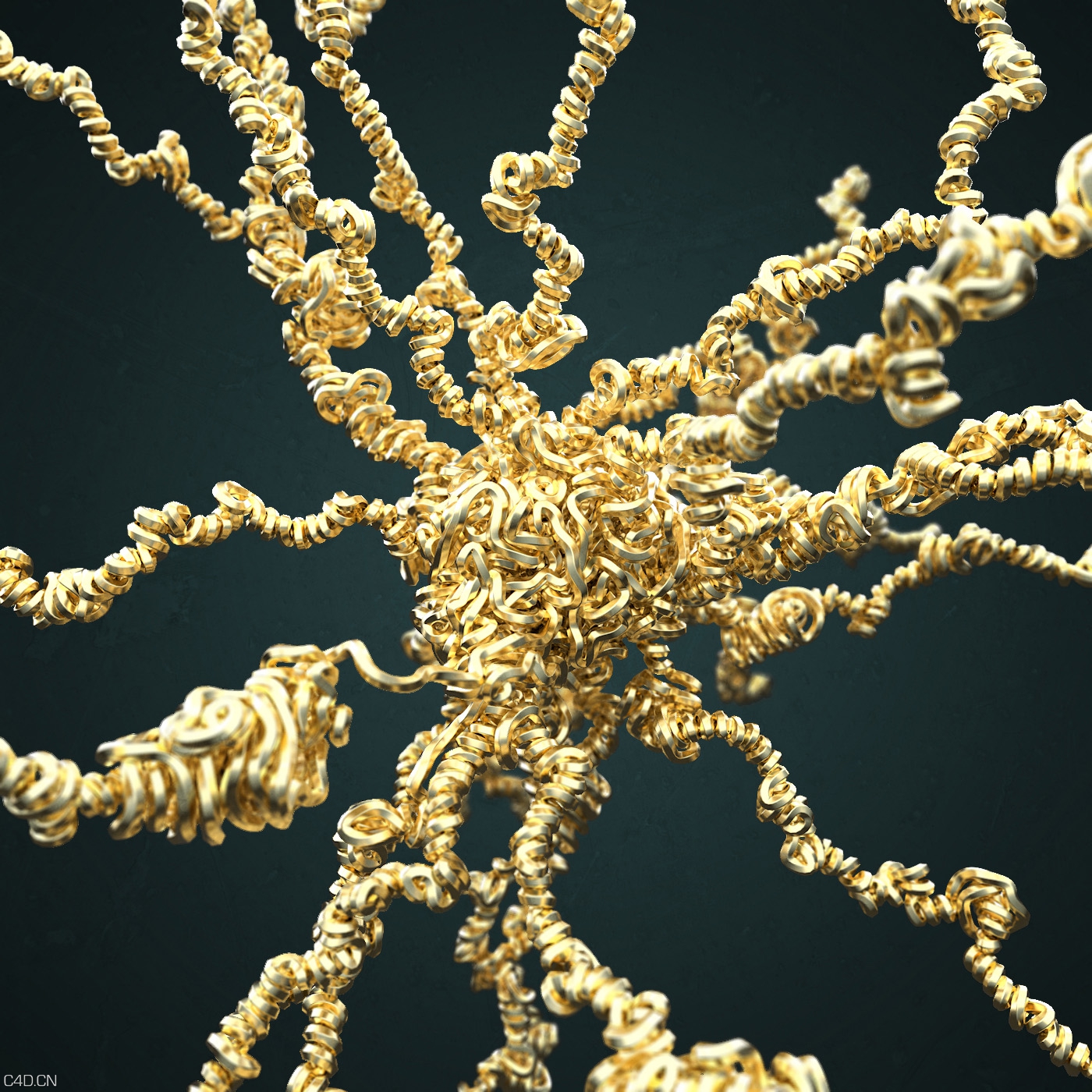 C4D粒子插件热门教程：X-Particles Avoidance in Cinema 4D - C4D之家 - Goldwire_In_Plastic-1.jpg