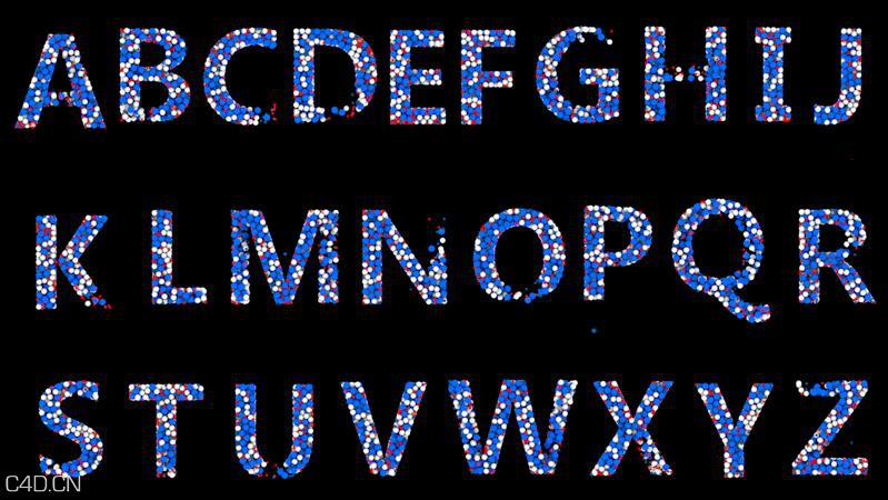 26个英文字母泡泡字C4D动画工程 Bubble character animation