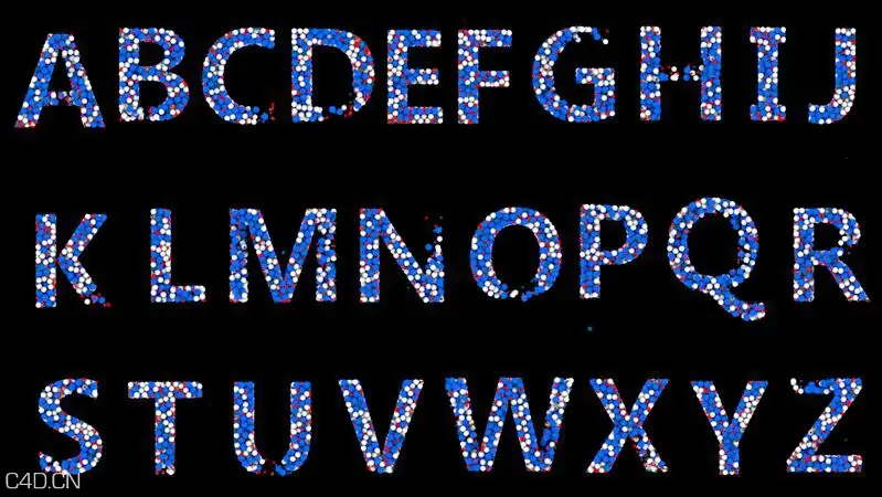 26个英文字母泡泡字C4D动画工程 Bubble character animation