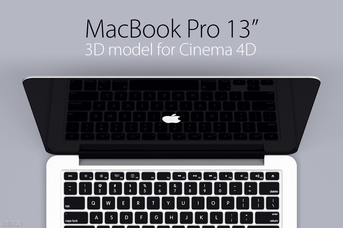 苹果笔记本C4D模型MacBook Pro 13 Retina 3D Model - C4D之家 - 1-o.jpg