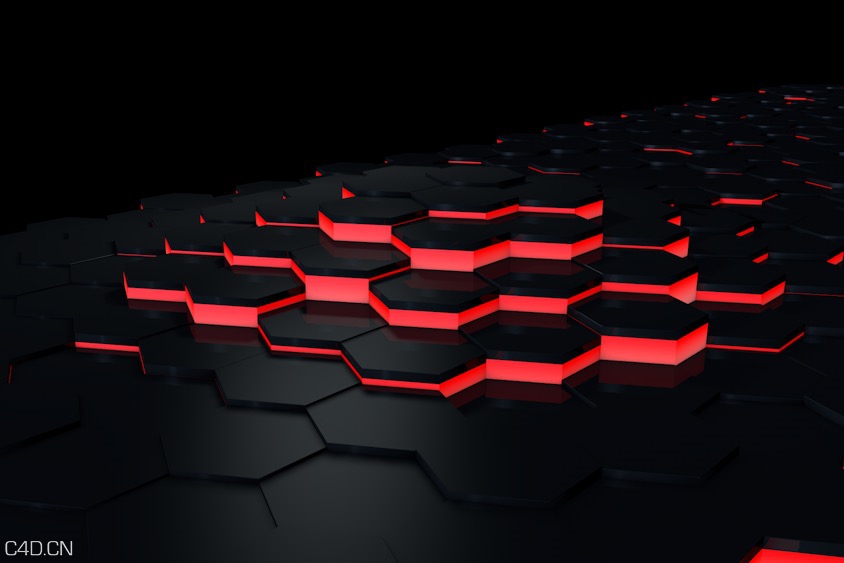 C4D六角地裂动画工程文件 hex floor rig