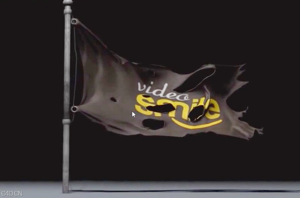 CINEMA 4D制作破碎飘扬的旗帜动画视频教程 C4D broken Flying Banner animation