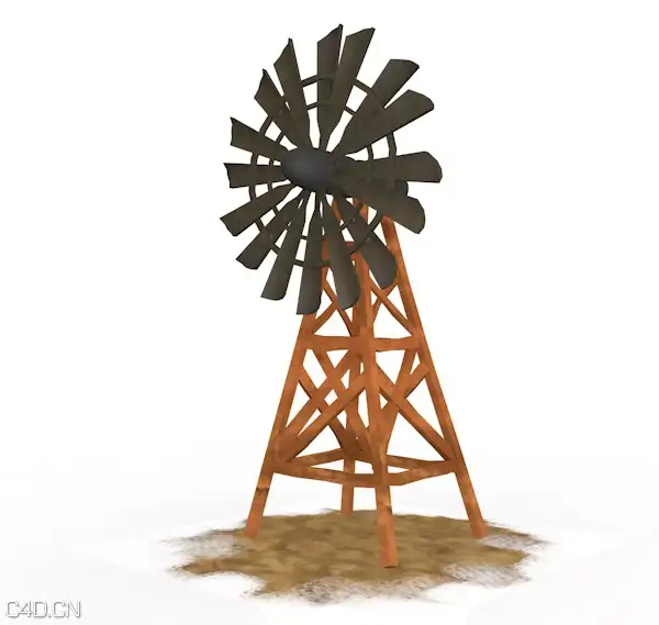 转动的风车动画C4D工程文件 windmill