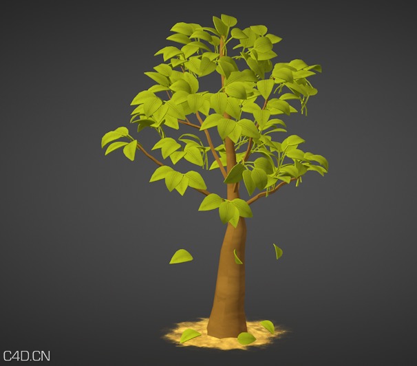 卡通绿树树叶掉落动画C4D模型 Cartoon tree 3d model - C4D之家 - cinema4d_ 2016-04-04 12.52.59.jpg