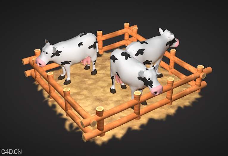 卡通游戏模型：牛圈 牛棚 奶牛C4D模型 Cowshed - C4D之家 - cinema4d_ 2016-04-04 14.22.40.jpg