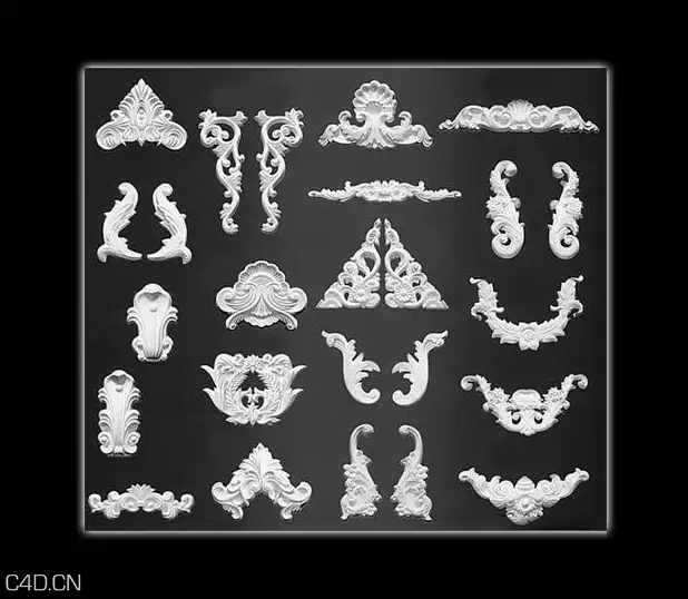 欧式雕花石膏墙壁花纹装饰3D模型 Decorative Gypsum 3D Models - C4D之家 - 1376814885_1334915884_decorative-gypsum.jpg