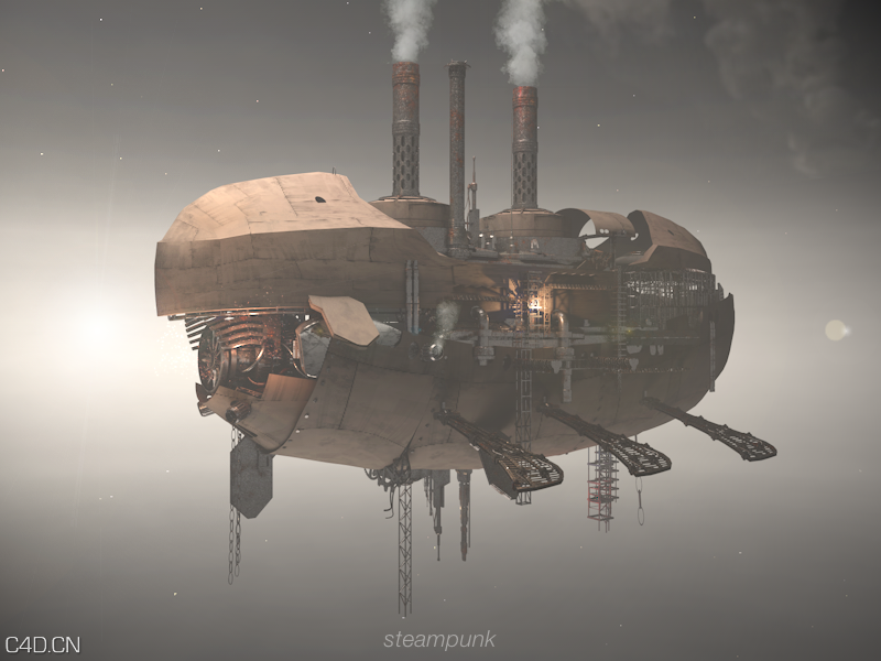 蒸汽朋克 - C4D之家 - 蒸汽朋克 天空船