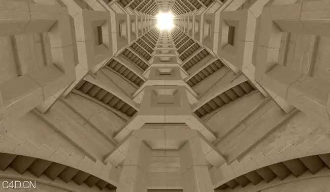 旋转楼梯塔内部结构C4D模型 Stairway Tower