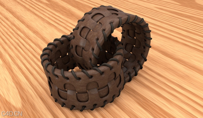 牛皮腕带 皮革手链C4D模型 Leather Brecelet - C4D之家 - lederband_01-1-670x390.jpg