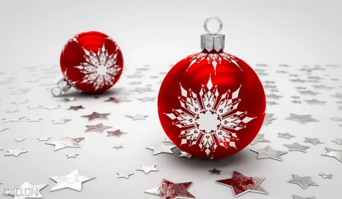 圣诞节装饰品：圣诞彩球C4D模型 Xmas - C4D之家 - Xmas.jpg