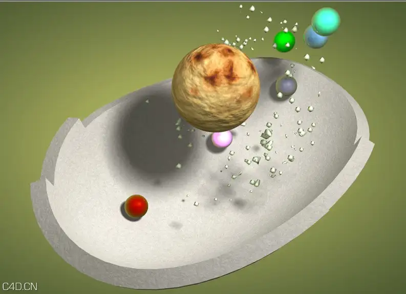 C4D圆球吸附和融球流体动画工程 MoDynamic test2