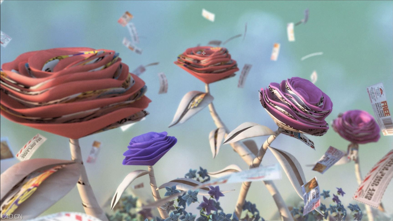 C4D+AE纸张花朵场景材质动画渲染合成浮游生物教程 FXPHD AFX225