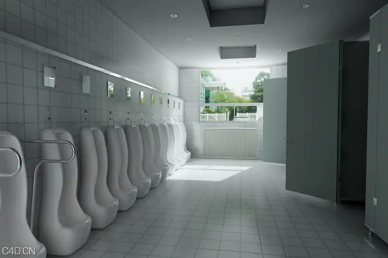 男厕所 男士洗手间 男士卫生间C4D模型 men's room 3d model