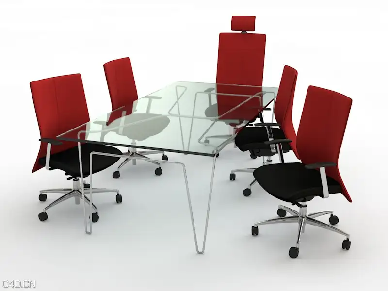 小型办公桌椅C4D模型 Office desks and chairs - C4D之家 - physical-render.jpg