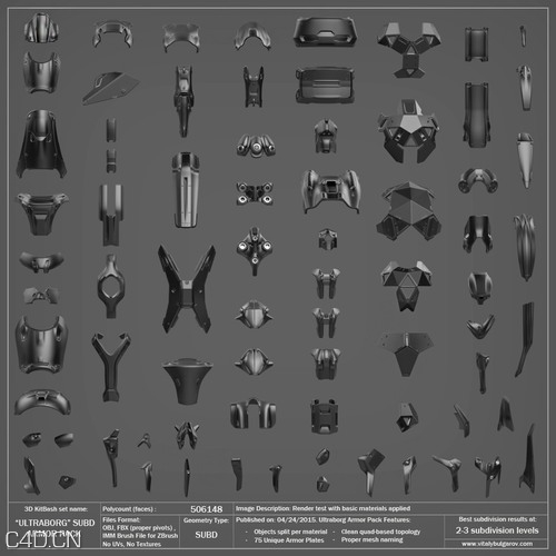 生物机甲战士铠甲3D模型 ULTRABORG SUBD ArmorPack by Vitaly Bulgarov - C4D之家 - Ultraborg_ArmorPack_01.jpg