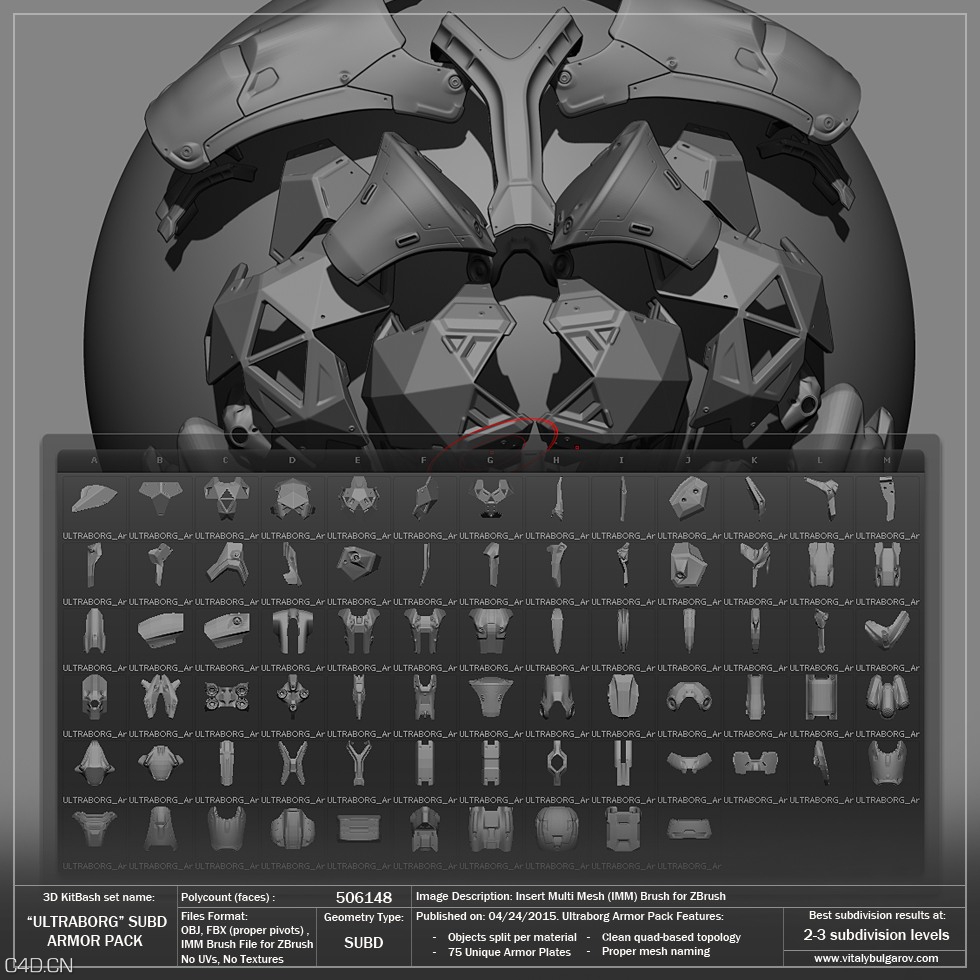 生物机甲战士铠甲3D模型 ULTRABORG SUBD ArmorPack by Vitaly Bulgarov - C4D之家 - Ultraborg_ArmorPack_Zbrush.jpg