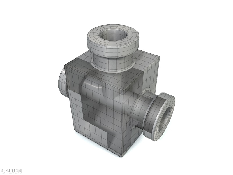 工业机械零件C4D模型 T piece - C4D之家 - t-piece.jpg