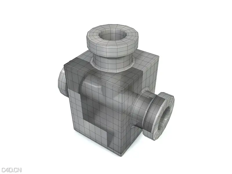 工业机械零件C4D模型 T piece - C4D之家 - t-piece.jpg