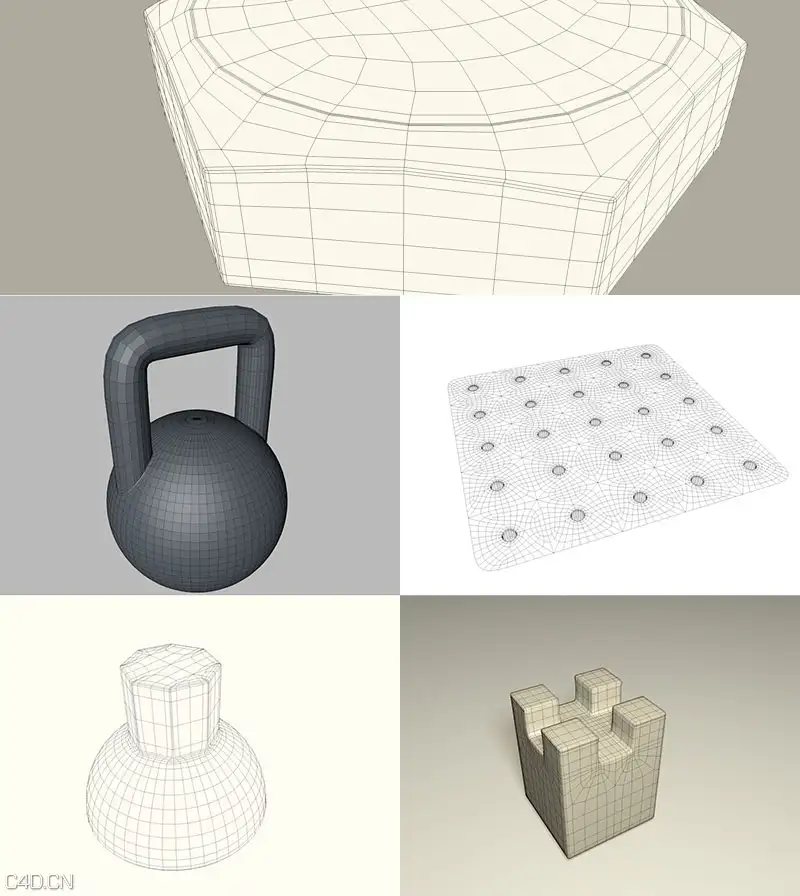 C4D机械零件建模布线工程模型