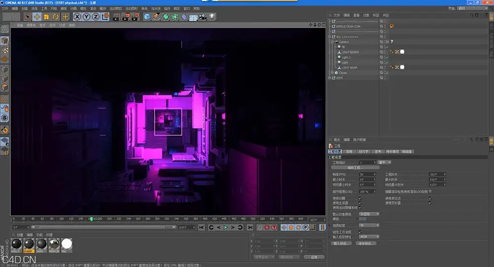 科技运动图形摄像机穿梭循环动画C4D工程文件
