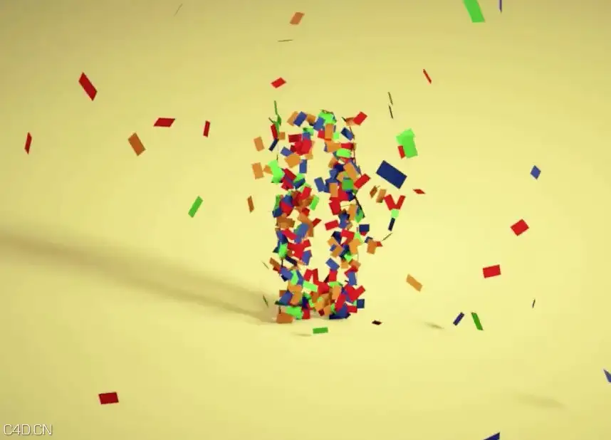 C4D文字切换动画教程 Confetti Logo Morph in Cinema 4D