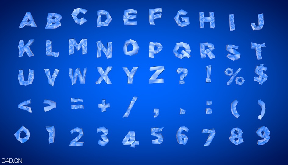 低面多边形字母、数字符号C4D模型 low poly alphabet c4d - C4D之家 - low_poly_alphabet_c4d.jpg