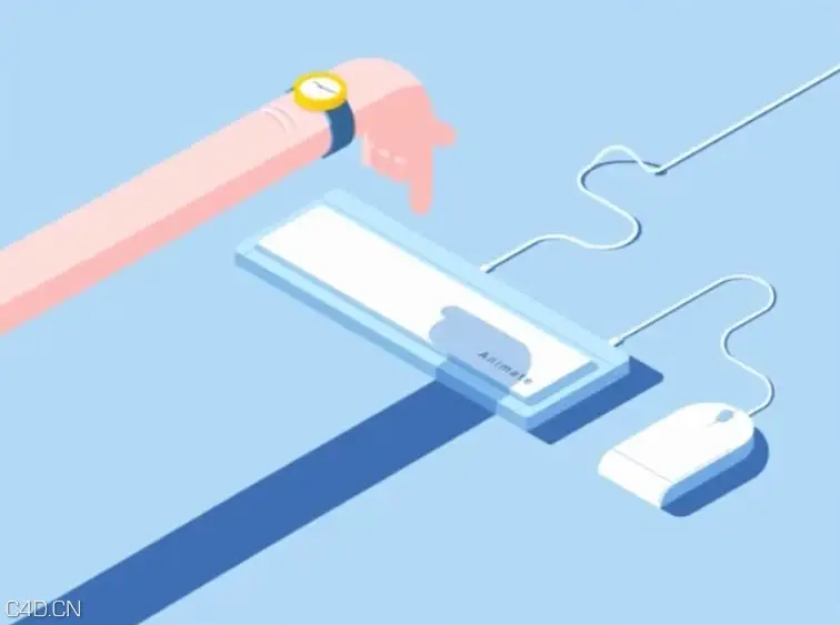 C4D二维卡通手操作键盘的MG动画视频教程 - C4D之家 - CINEMA-4D-cel-shading-hand-animation-tutorial.jpg