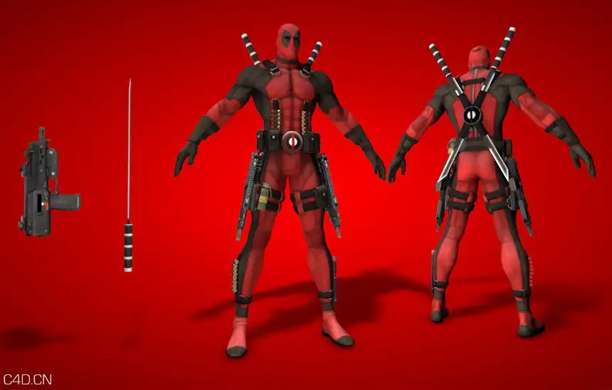 漫威超级英雄影片《死侍》C4D角色模型 deadpool 3d model - C4D之家 - marvel.jpg