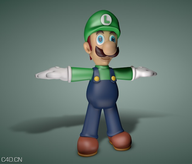 《超级玛丽》水管工：路易基.马里奥C4D角色模型 Luigi Mario 3d model - C4D之家 - cinema4d_Luigi-Mario.jpg