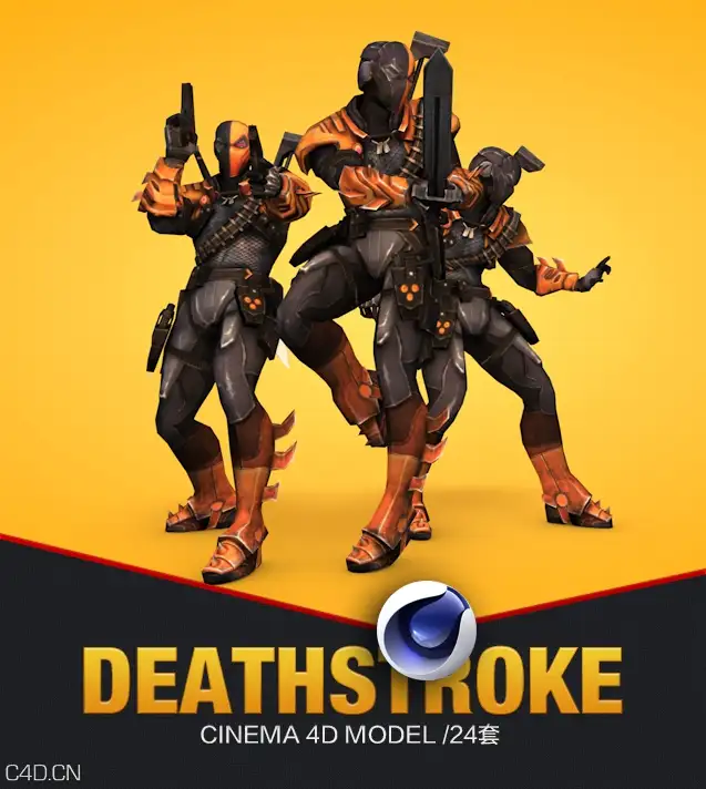 24套DC漫画超级反派：丧钟角色动画绑定C4D模型 Deathstroke Action model base - C4D之家 - Deathstroke.jpg
