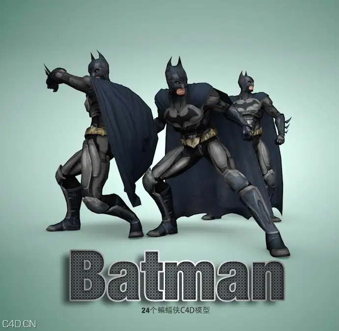 31个《蝙蝠侠》电影角色绑定C4D模型 Batman 3d model